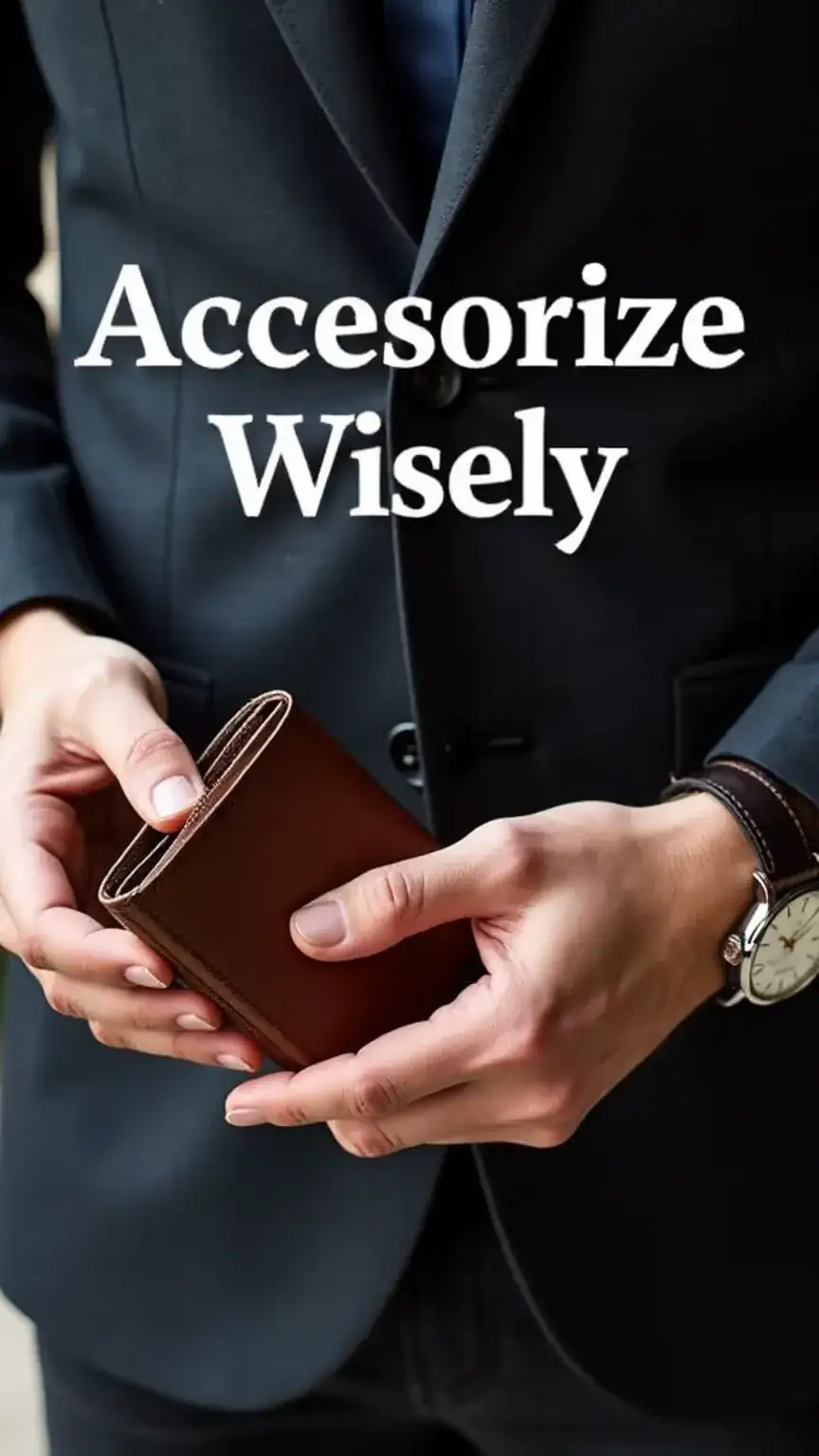 Wise accessorizing for men's minimalist style with quality watches and leather goods, enhancing any outfit.