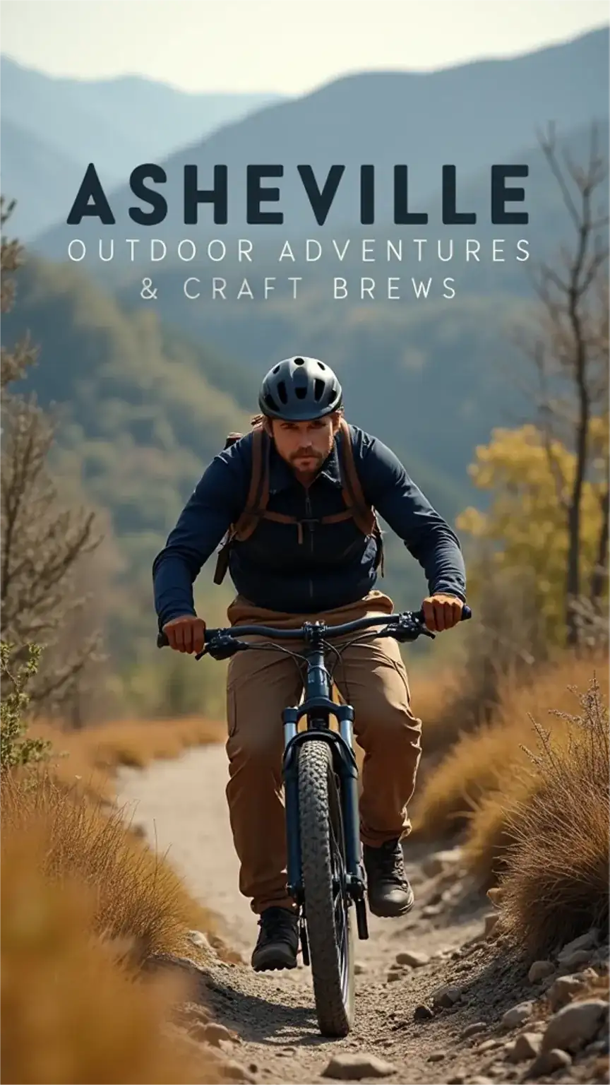 Man mountain biking in Asheville, North Carolina, showcasing outdoor adventures and best travel destinations for men, US travel for men.
