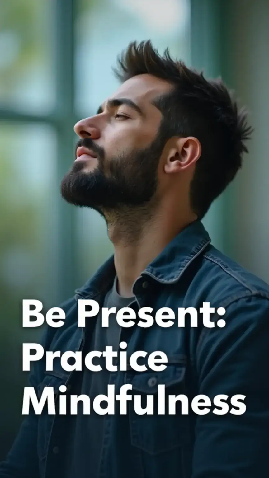 Man practicing mindfulness, deep breathing, couple communication, relationship advice, being present, partnership.