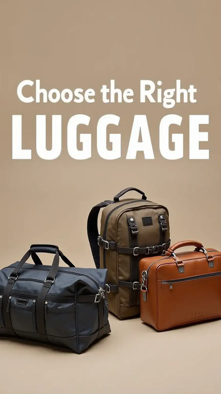 Selection of quality travel bags for men: duffel bag, backpack, messenger bag. Choosing the right bag for travel. Keywords: men's travel gear, travel bags, luggage, packing smart.