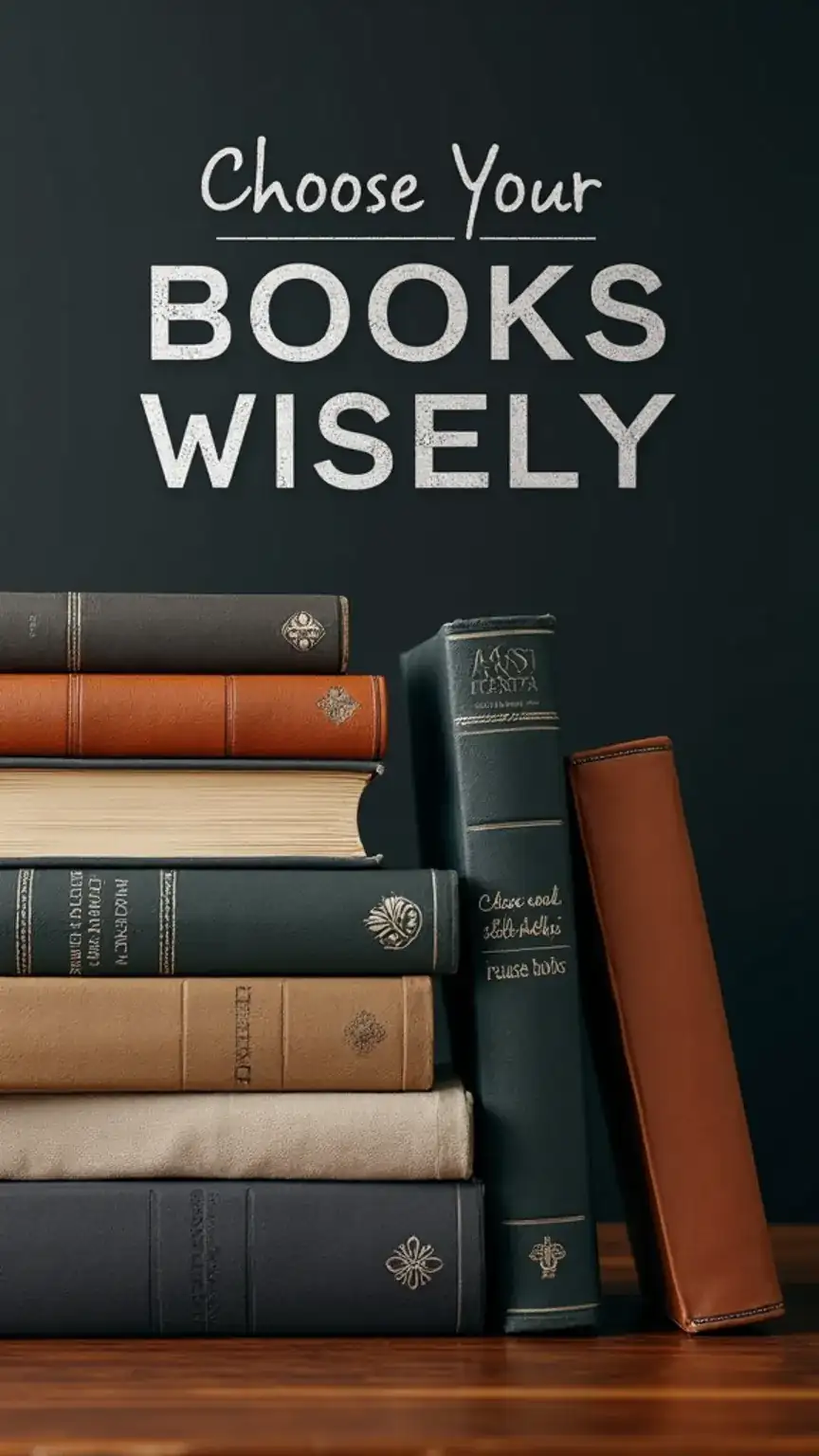 Stack of books for men, illustrating choosing books wisely, reading habit tips, and how to read more.