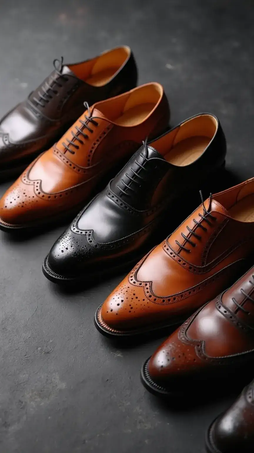 Collection of high-quality men's shoes: oxfords, loafers, brogues. Timeless shoes, men's footwear, investment wardrobe, quality leather shoes.