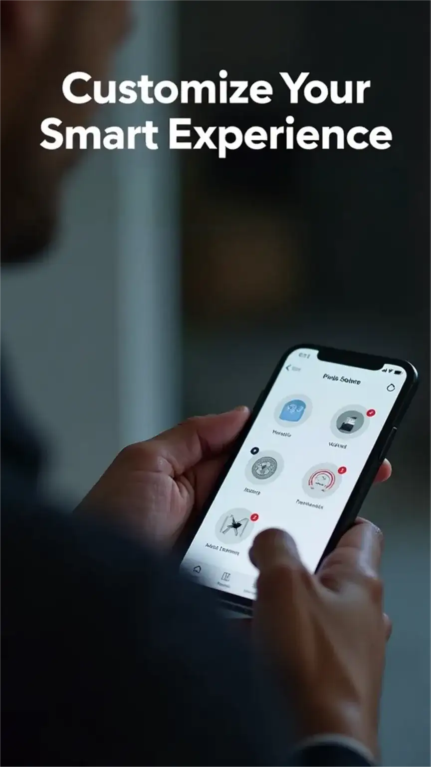 Customizing smart home routines and scenes on a phone app. Personalizing smart living, automate your home setup, smart home automation benefits.