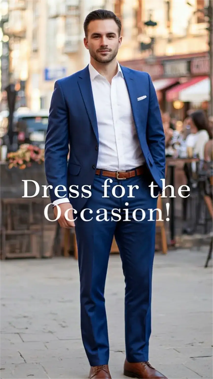 Man in smart-casual attire for a travel dinner, demonstrating dress for the occasion tips, men's travel style, and stylish travel outfits.