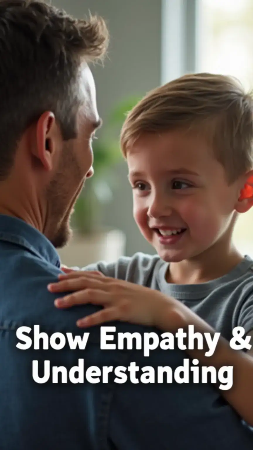 Father showing empathy to son, father teen relationship, understanding teen emotions, parenting advice, dad tips, building trust, teen connection.