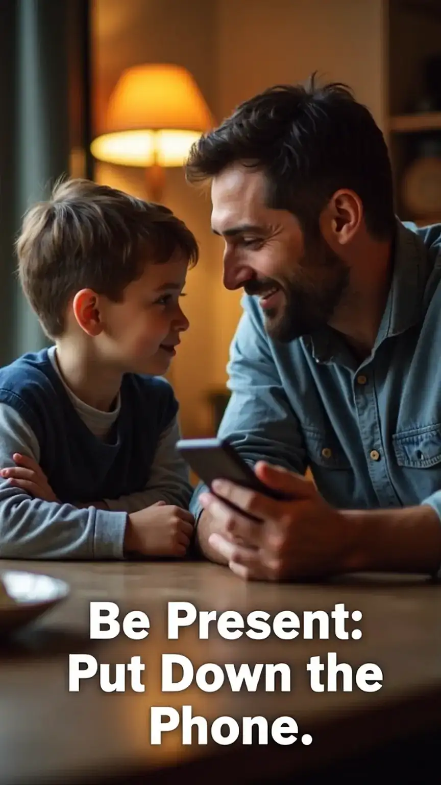 Father and son communicating, father teen relationship, active listening, parenting advice, dad tips, being present, improving teen connection.