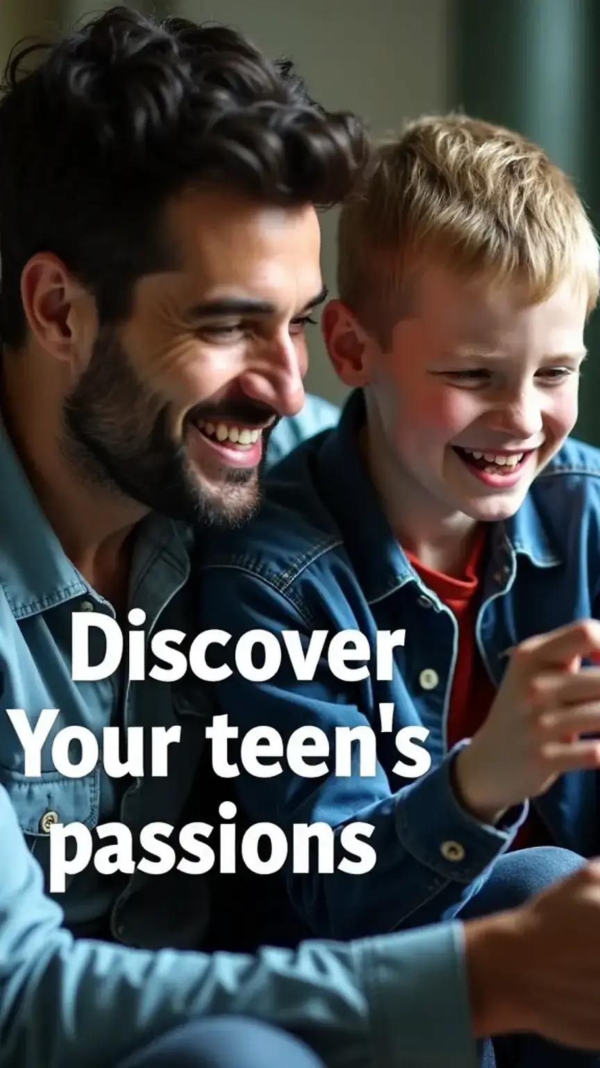 Father and son discussing teen interests, father teen relationship, shared hobbies, parenting tips, dad advice, teen connection, discovering passions.