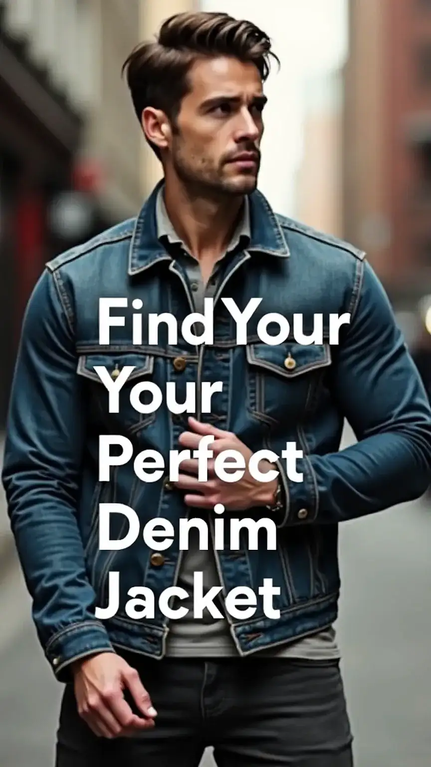 Man confidently wearing a stylish denim jacket, embodying the goal of finding the best denim jacket for men. Tips for every budget and style.