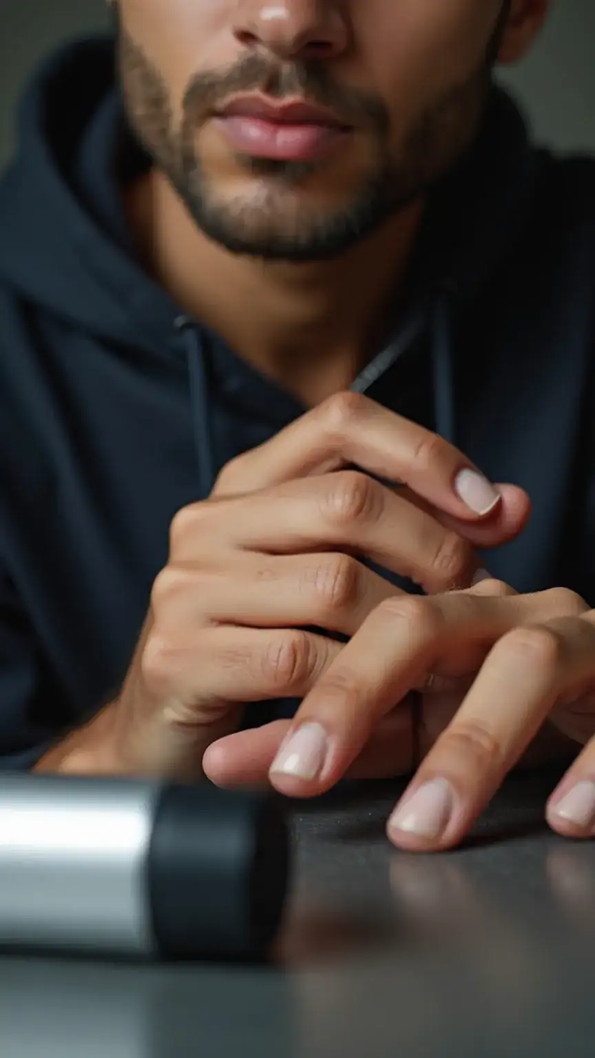 Final grooming touches for men: Clean nails, lip balm, and deodorant. Men's personal hygiene, completing the look, confidence boost, essential grooming steps.