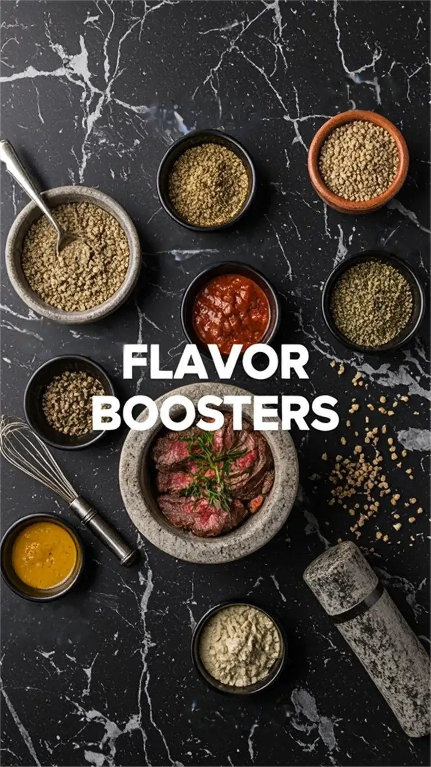 Steak seasoning and marinade ingredients for grilling. Experimenting with steak flavors and rubs.