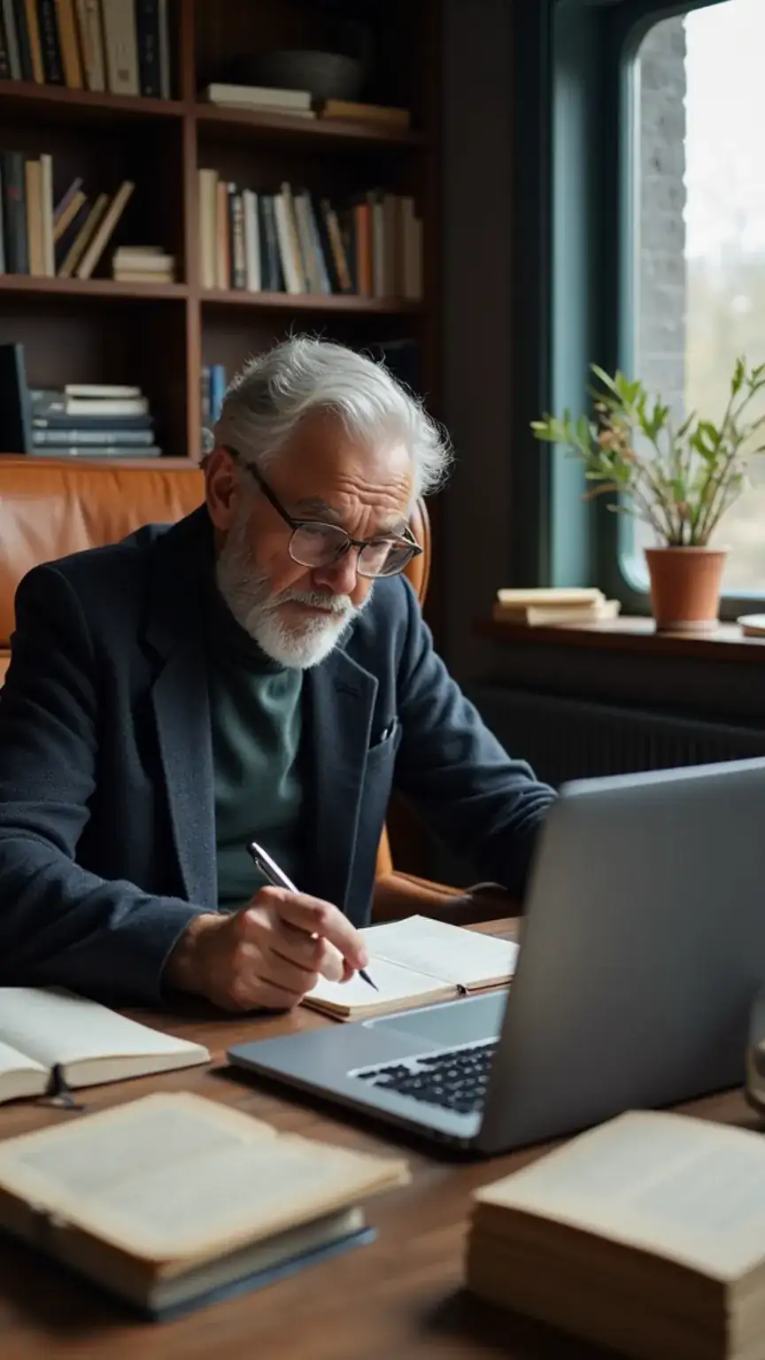 Freelance writing and editing business idea for men over 40, illustrating word-based entrepreneurship and content creation.
