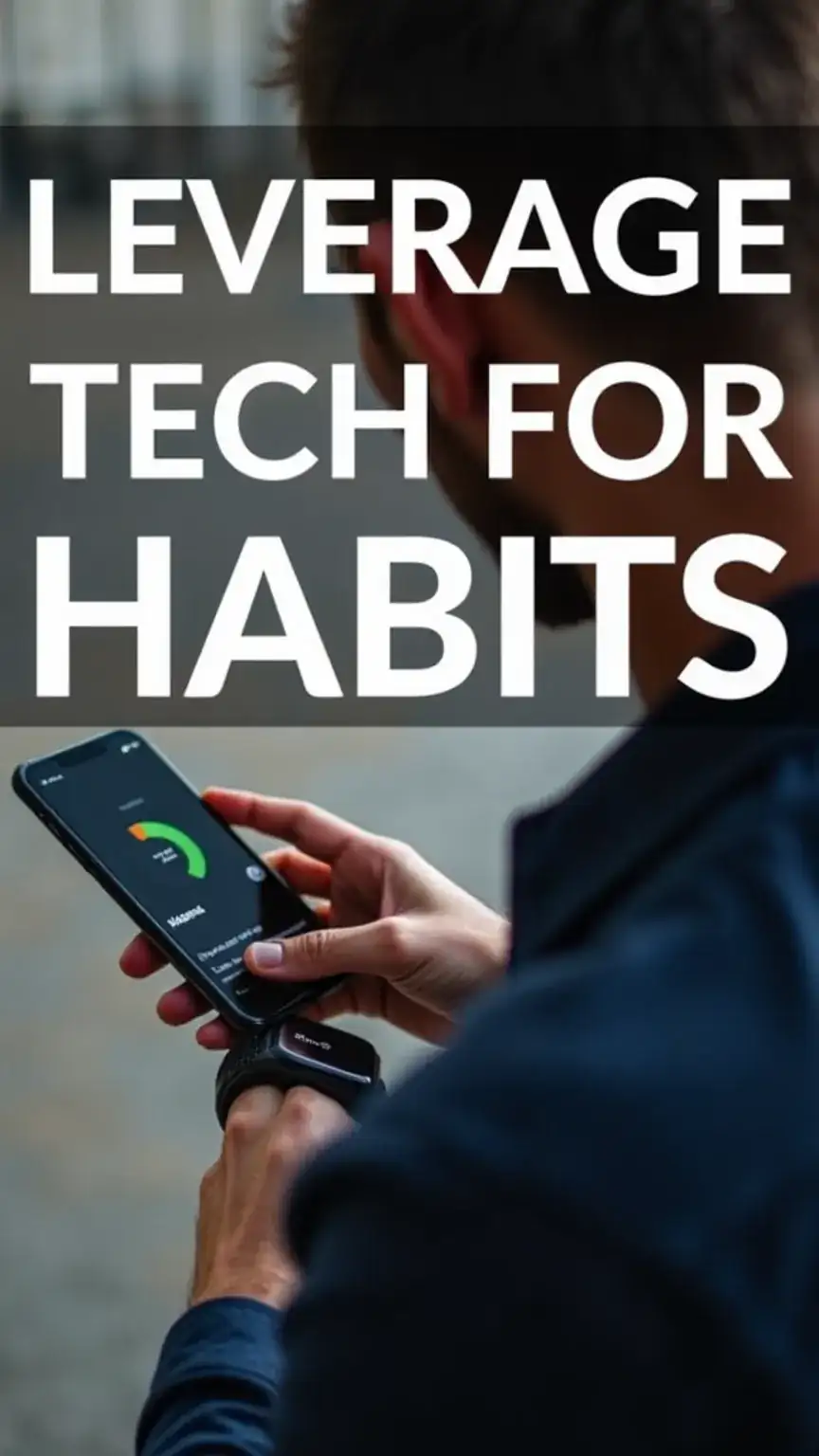 Man using a habit tracking app on his smartwatch, highlighting technology in habit formation. Building positive habits, habit apps, productivity tools, digital motivation, personal growth tech.