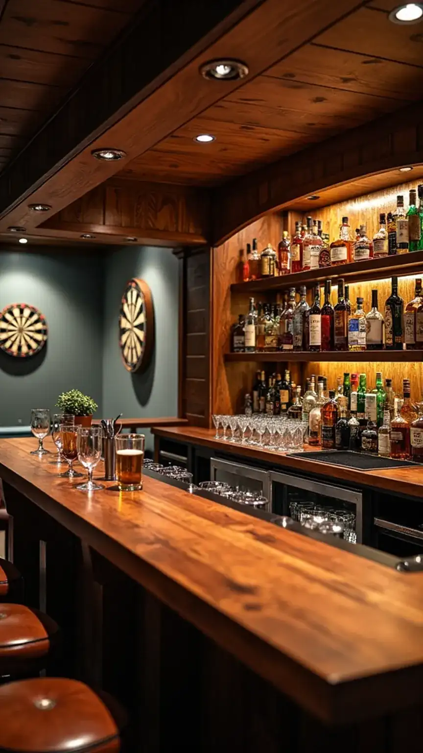 Man cave bar ideas: home bar setup, drink selection, and essential bar tools for entertaining.