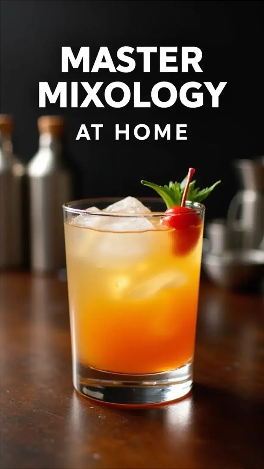 Expertly crafted cocktail with beautiful garnish, showcasing the results of using essential home bar equipment and cocktail tools for men.