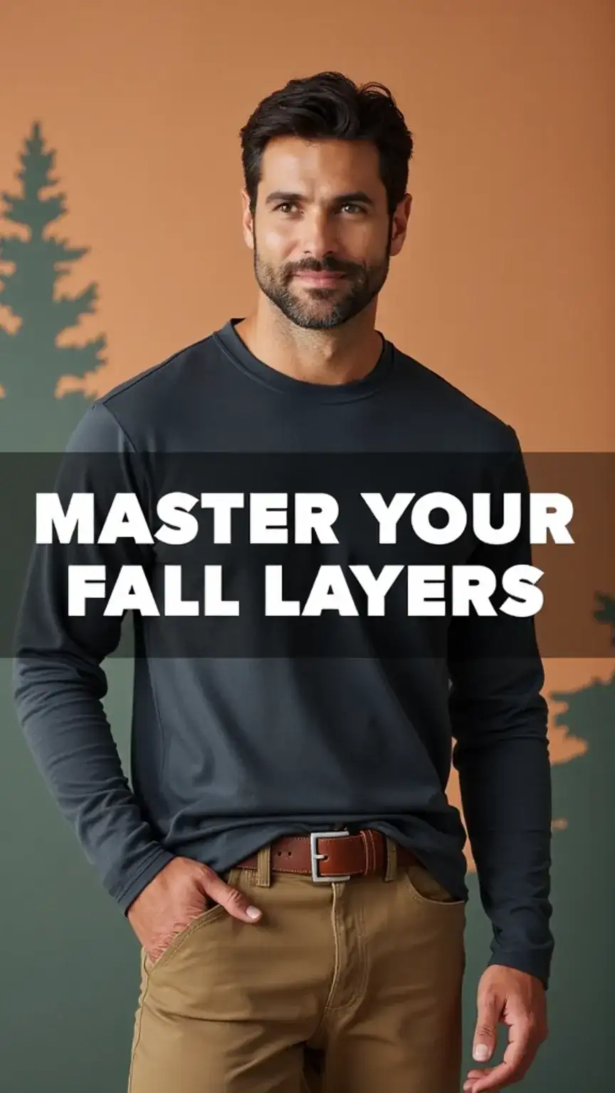 Man wearing a quality base layer for fall, men's autumn style, layering techniques, breathable fabrics for cool weather, fall wardrobe essentials.