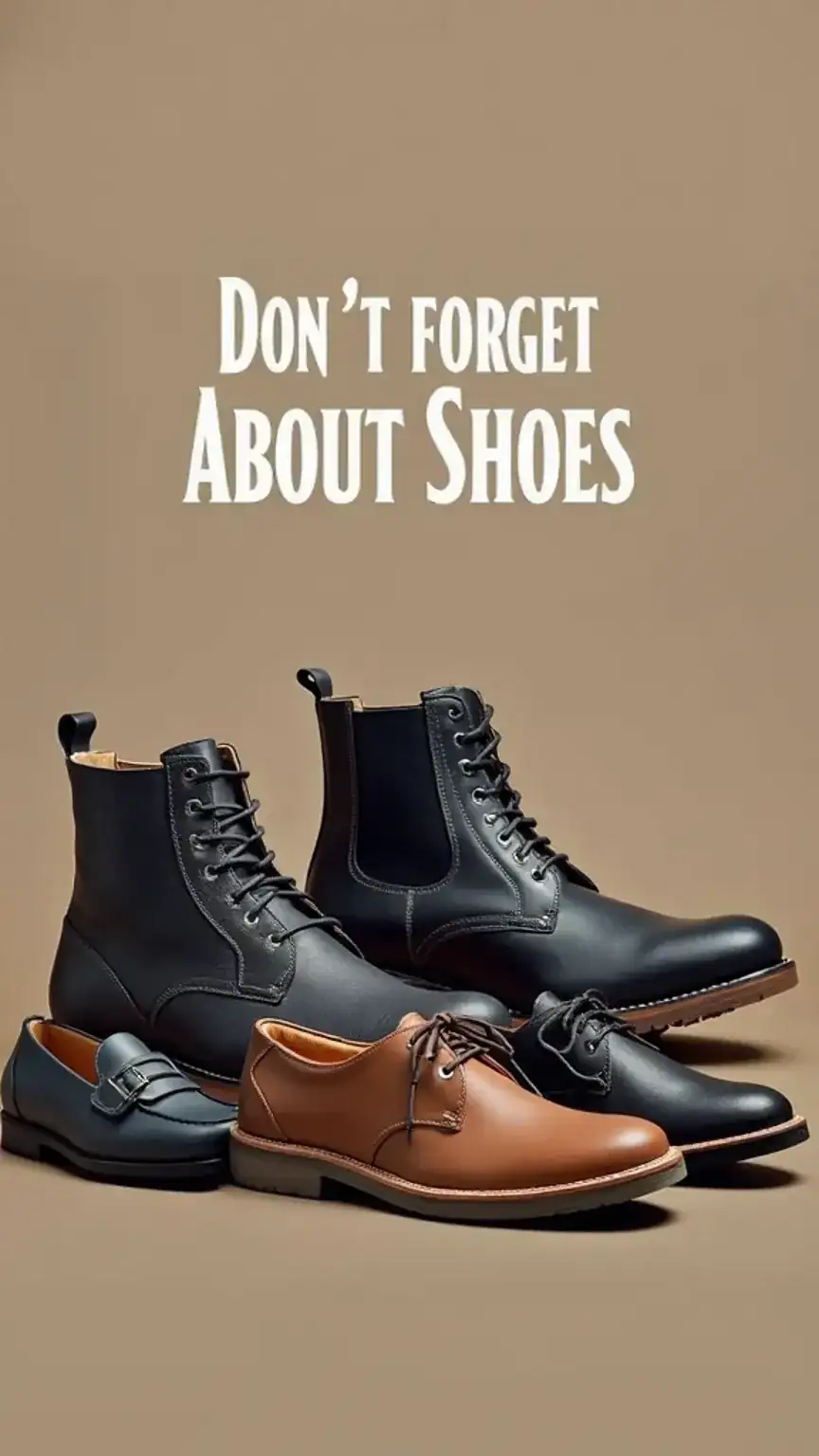 Collection of men's travel shoes, including sneakers and boots, emphasizing travel style for men, comfortable travel footwear, and stylish travel outfits.