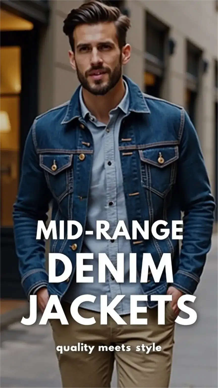 Mid-range denim jackets from Madewell and J.Crew. High-quality denim jacket reviews for men, balancing style and price between $100-$200.