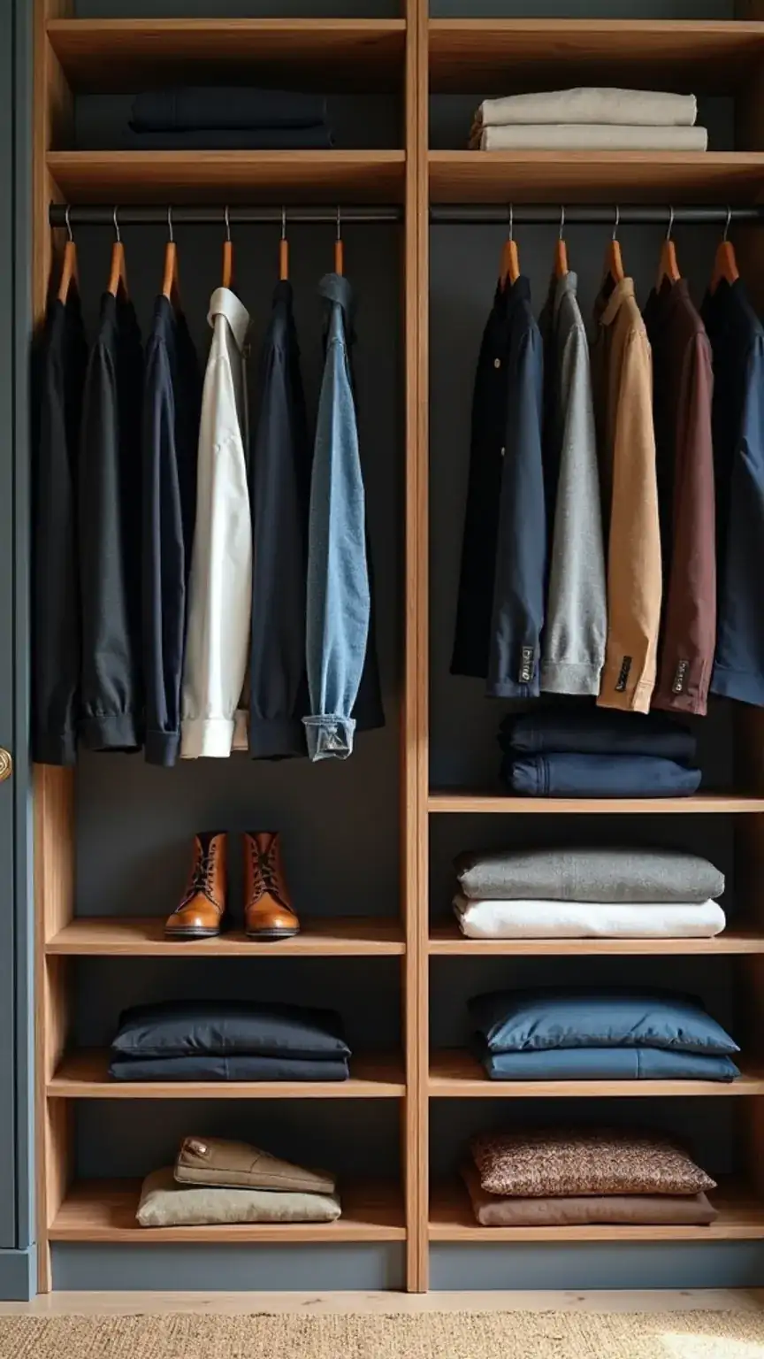 Organized and curated capsule wardrobe, men's closet organization, editing wardrobe, minimalist wardrobe, capsule wardrobe tips, men's style