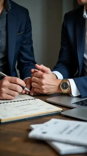 Two successful businessmen sealing a deal with a handshake, representing partnership and professional growth