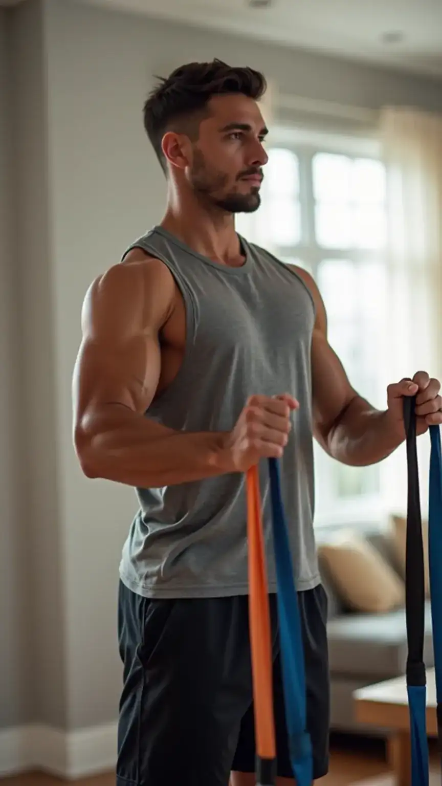 Resistance band workouts for men, portable fitness, on-the-go exercise, effective strength training, busy men's fitness gear.