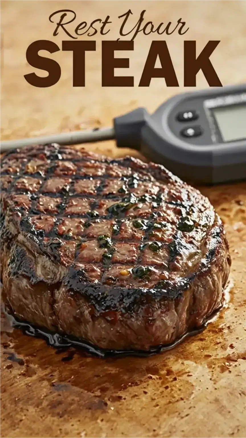 Resting grilled steak to retain juices for tenderness. Importance of steak resting time after grilling.