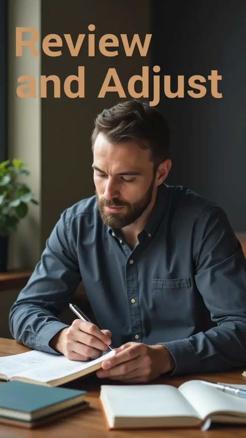 Man reviewing and adjusting his morning routine. Productivity tips, daily routine for men, routine optimization.
