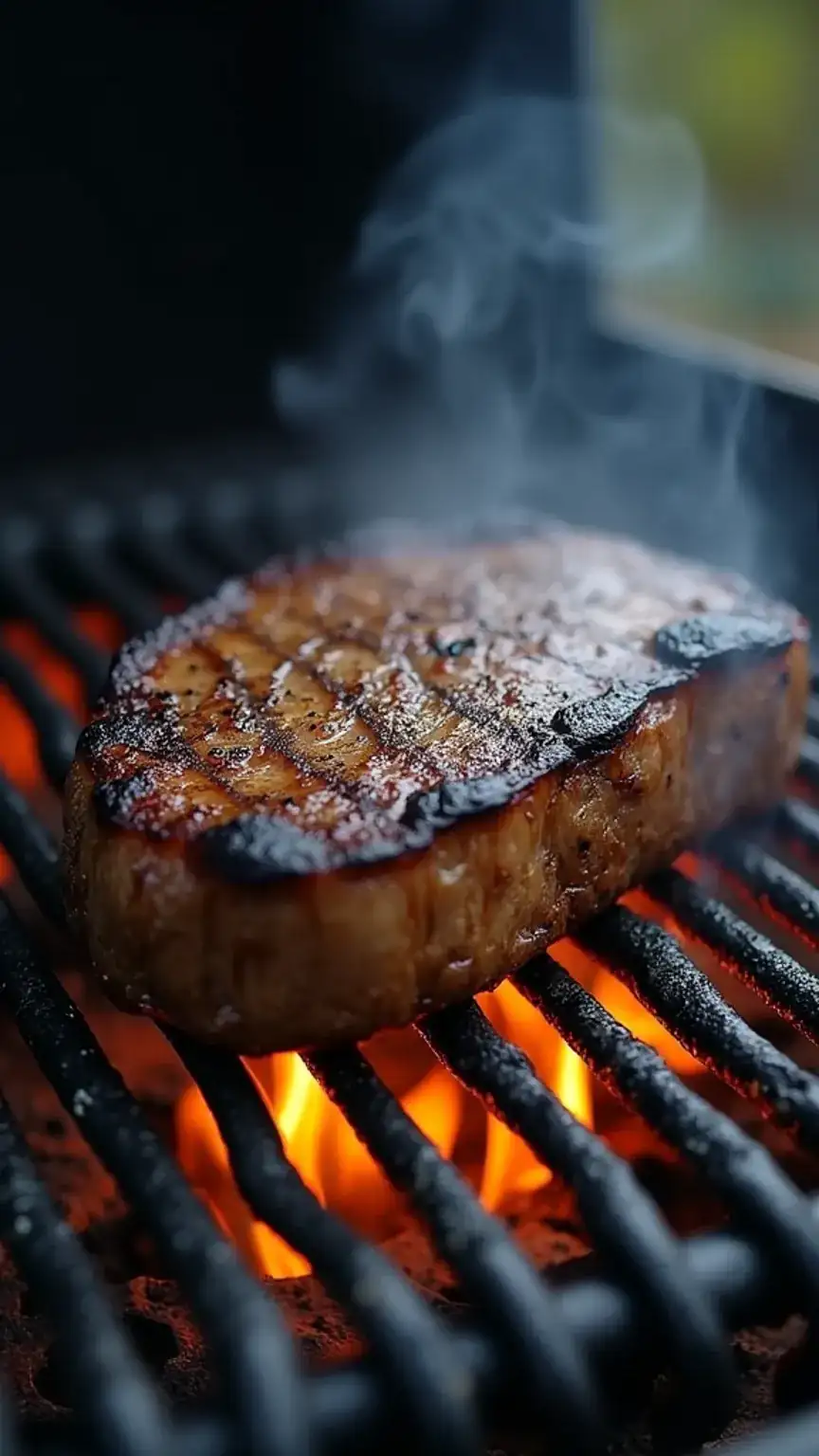 Searing steak on a hot grill to achieve a perfect char. Grilling steak, BBQ tips, perfect steak.