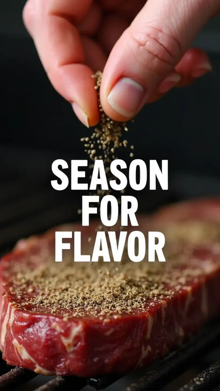 Seasoning steak with salt, pepper, and garlic for grilling. How to get a great steak crust. Best steak seasoning.