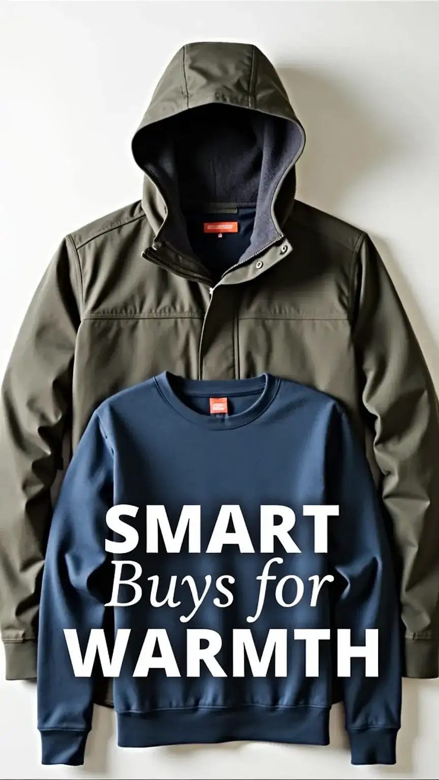 Budget winter clothing, affordable men's fashion, thermal wear, fleece jackets, parkas, warm winter outfits.