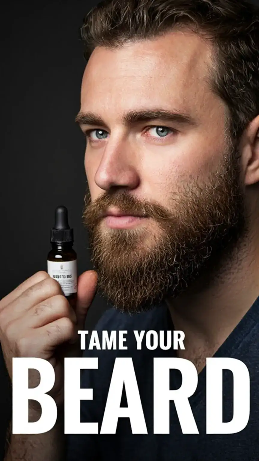 Man with groomed beard holding beard oil, illustrating beard grooming tips and best beard products for a stylish look.
