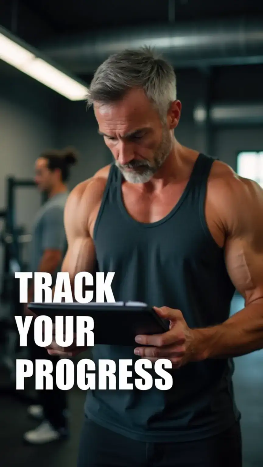Tracking fitness progress for men over 40 to stay motivated. Fitness after 40 guide with progress monitoring.