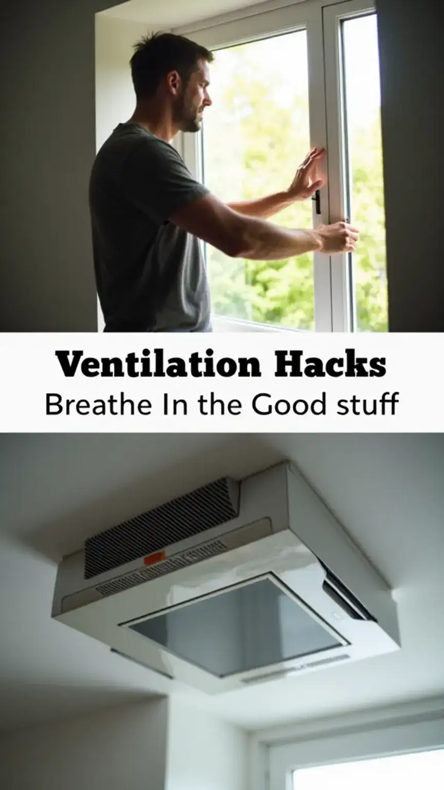 Improving home ventilation, opening windows, using exhaust fans, fresh air circulation, reducing indoor air pollution for a healthy home.