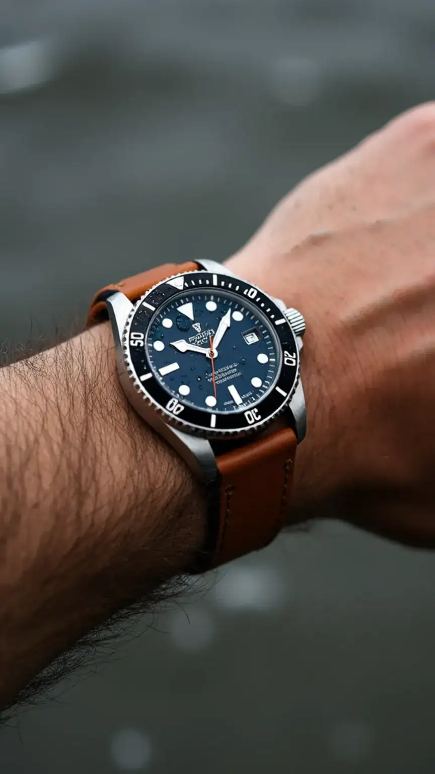 Water-resistant men's watch, dive watch for swimming, outdoor adventure watch, durable men's timepieces, water resistance ratings explained.