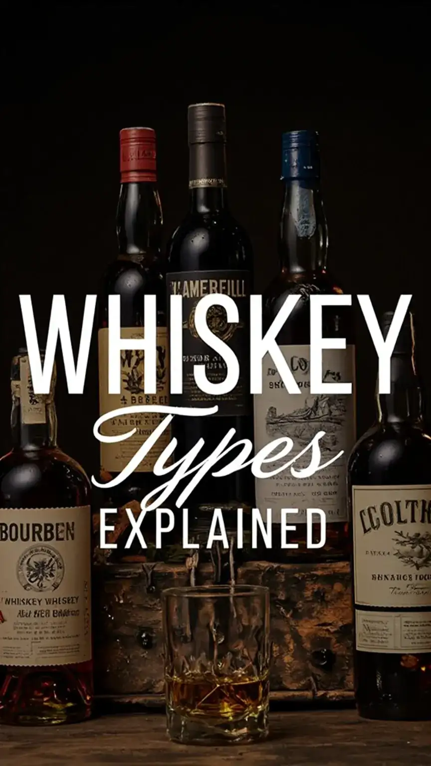 Visual comparison of Bourbon, Scotch, and Irish Whiskey bottles, explaining different whiskey types for beginners, whiskey tasting guide.
