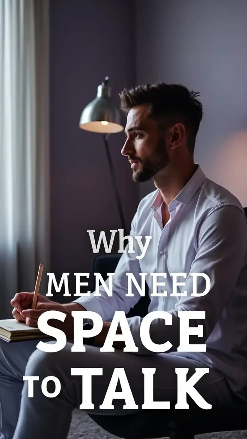 Man in a quiet room, symbolizing the silent treatment in men's communication. Relationship advice for women on understanding male emotional processing.