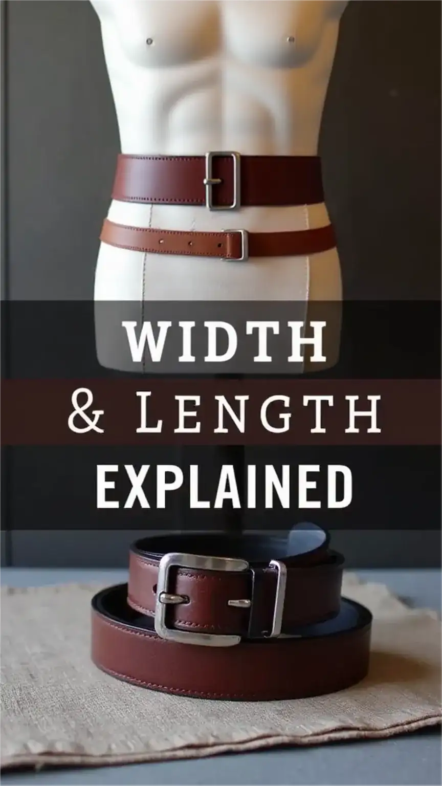 Comparison of men's belt widths: slim vs. wide. How belt width and length affect outfit styling and fit.