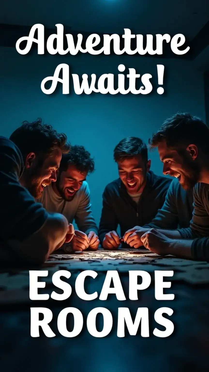Escape room challenge for social gatherings, group activities for men, adventure games, team building activities.
