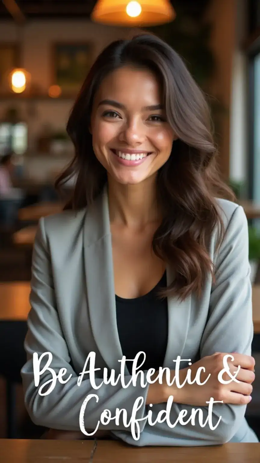 Authentic and confident woman on a first date, demonstrating self-assurance and genuine personality for dating advice.