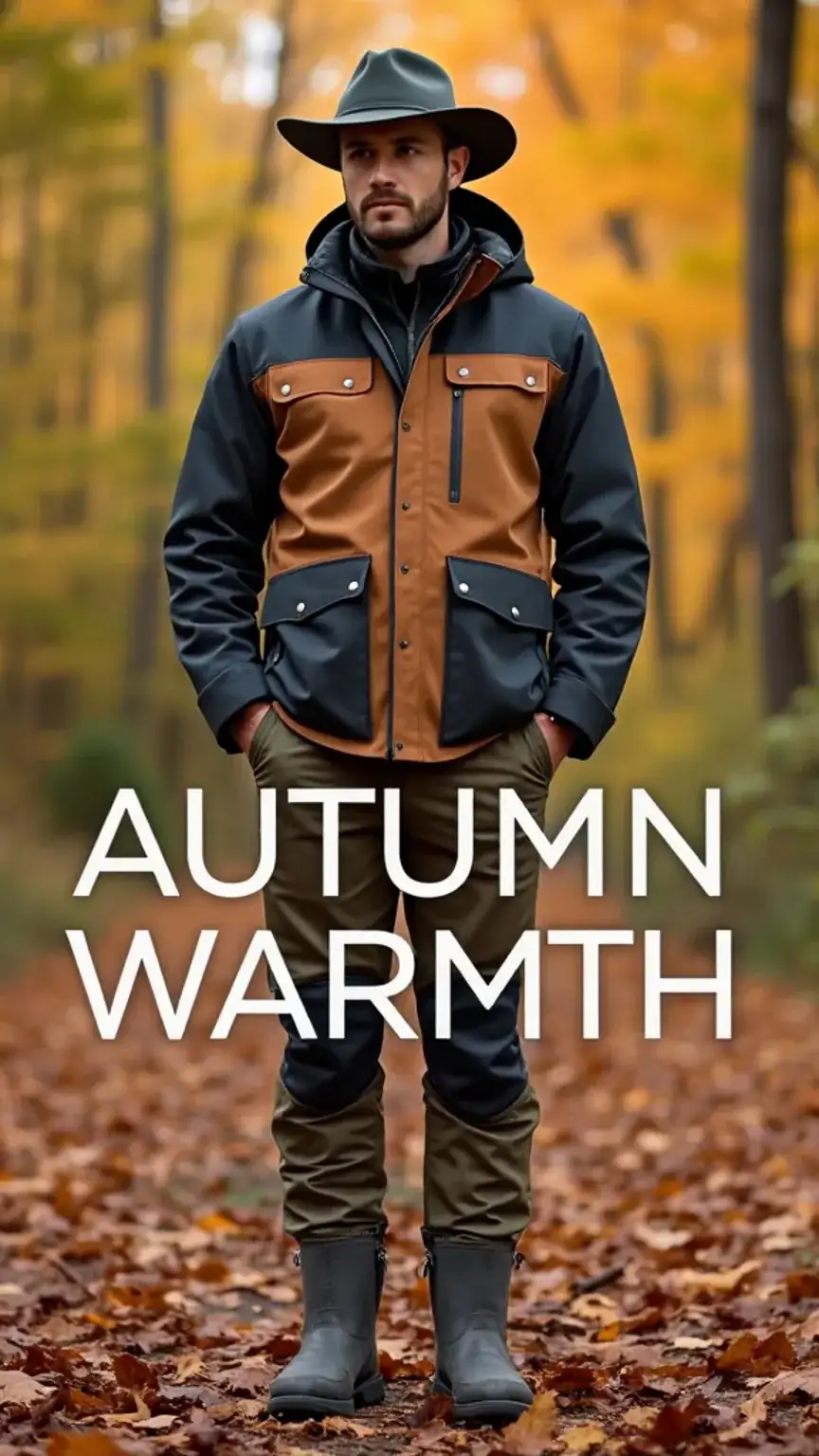 Man wearing a warm, water-resistant autumn jacket, highlighting men's outerwear and best jackets men for fall.