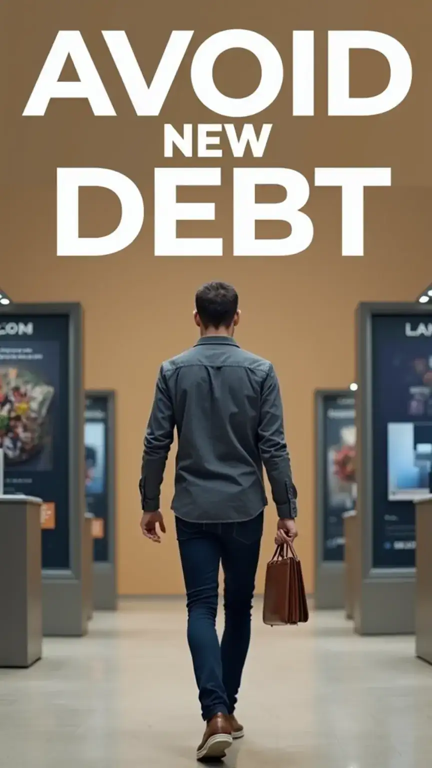 Avoiding new debt, responsible spending, financial discipline, credit score improvement, debt management, saving for the future.