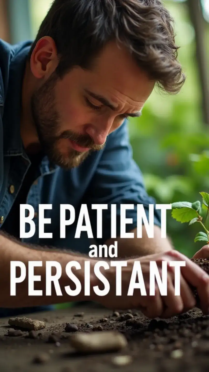 Patience and persistence, mentoring commitment, dedication, long-term goals, male resilience, never giving up.