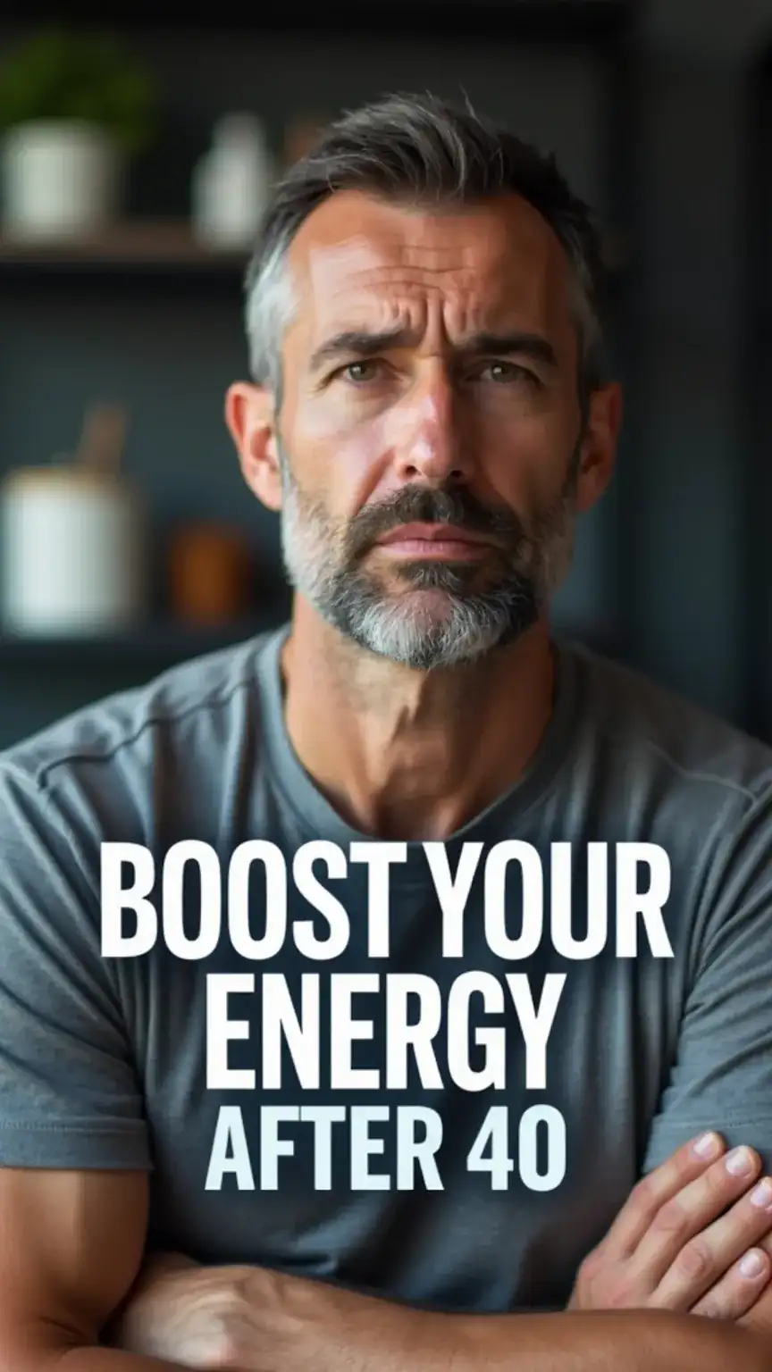 Man in his 40s looking for energy solutions, men's health tips, nutrition for men, regaining vitality, healthy aging.