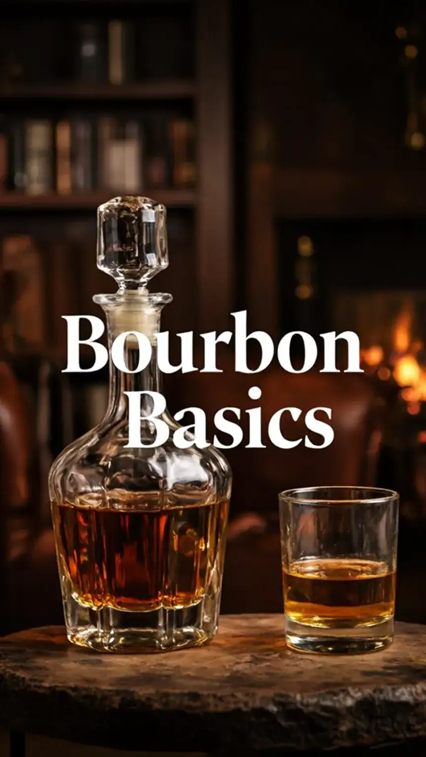 Bourbon whiskey in a crystal decanter and glass, representing bourbon basics and the start of a whiskey comparison guide for men.