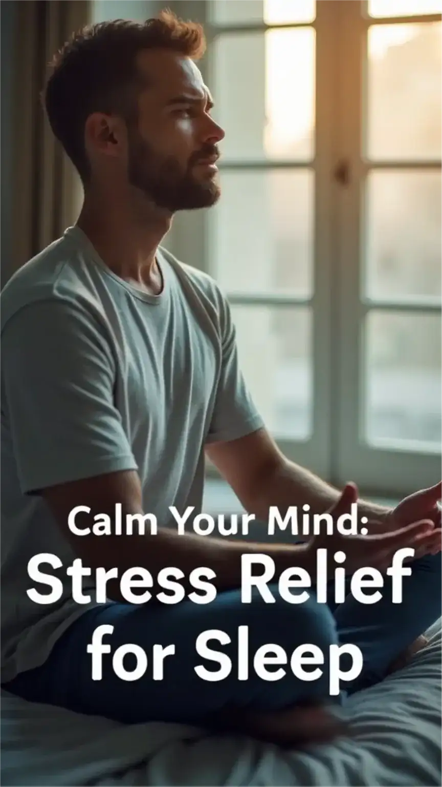 Men practicing stress relief techniques like deep breathing for better sleep quality. Sleep for men, men's health, stress management, sleep anxiety.