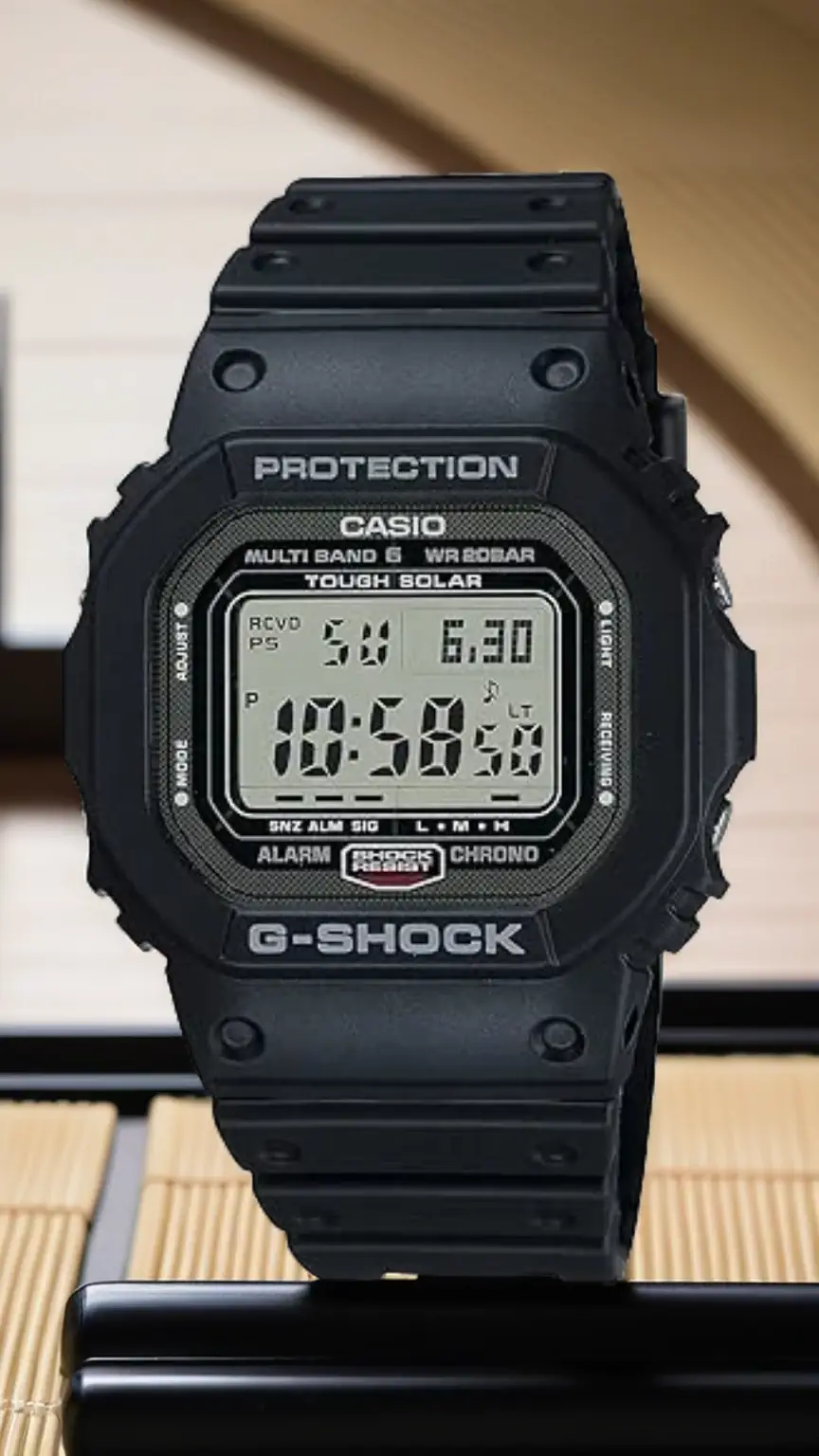 Casio G-Shock GW-5000U-1JF - Black Solar-Powered Radio Wave Watch, 200M Water Resistant, Made in Japan.