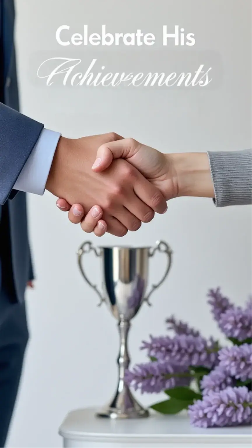 Celebrating partner's achievement through a handshake, symbolizing partner support and relationship advice, acknowledging success, milestone recognition.