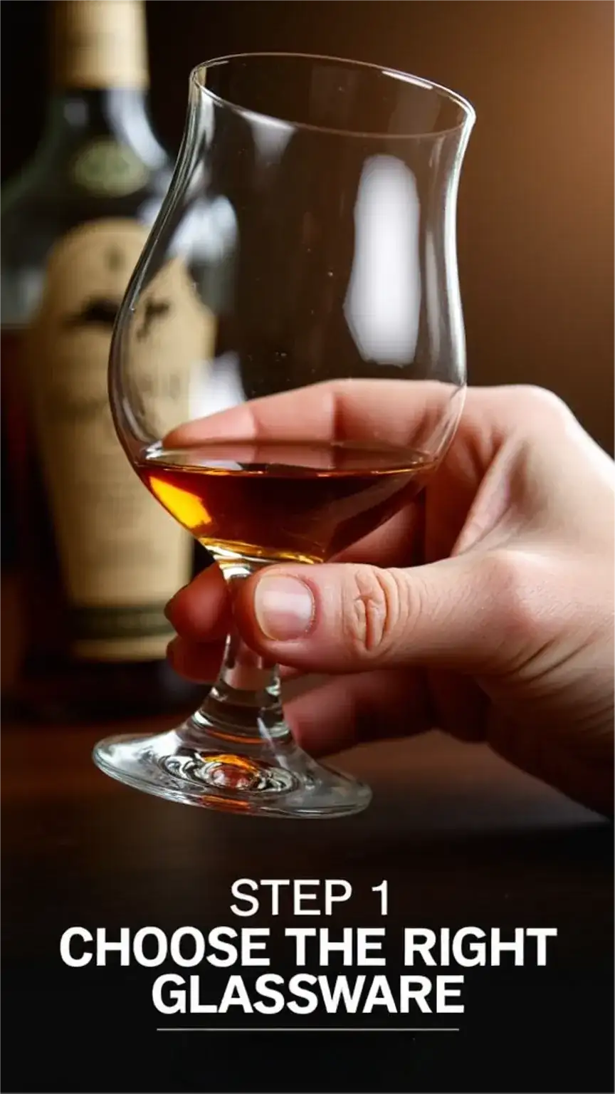 Choosing the right glassware for spirit tasting, featuring a Glencairn glass for whiskey appreciation. How to taste whiskey.