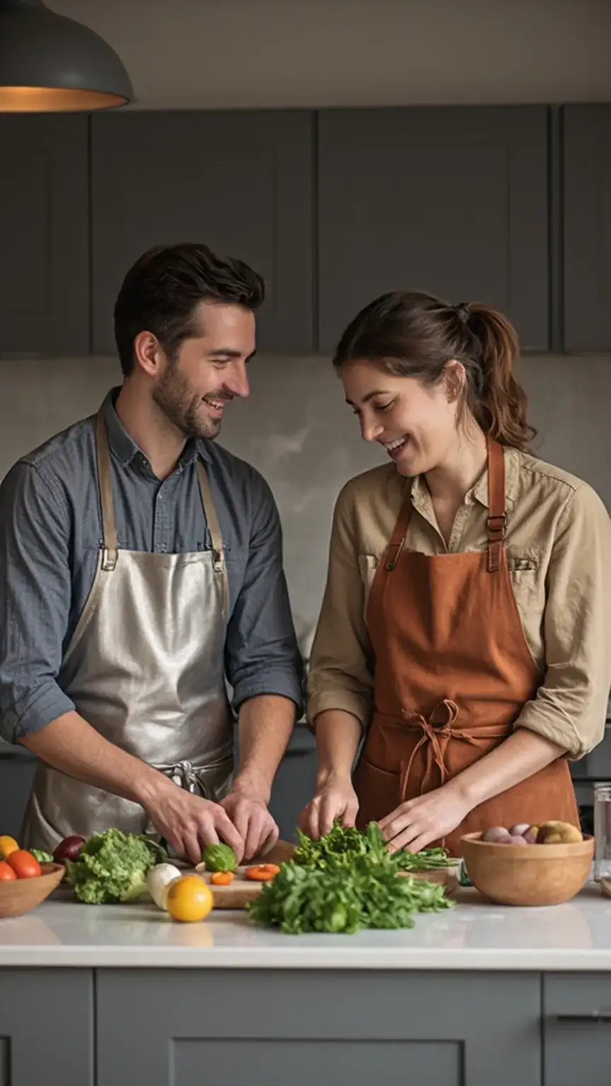 Couple cooking class, date night activity, romantic dinner preparation, fun cooking ideas for couples.