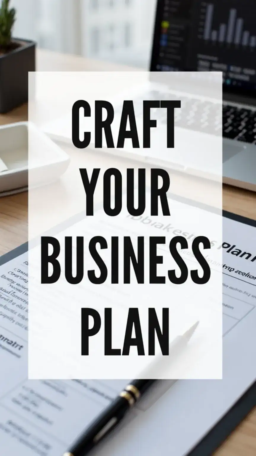 Business plan development for entrepreneurs: a professional desk setup with financial projections, illustrating essential startup resources and planning.