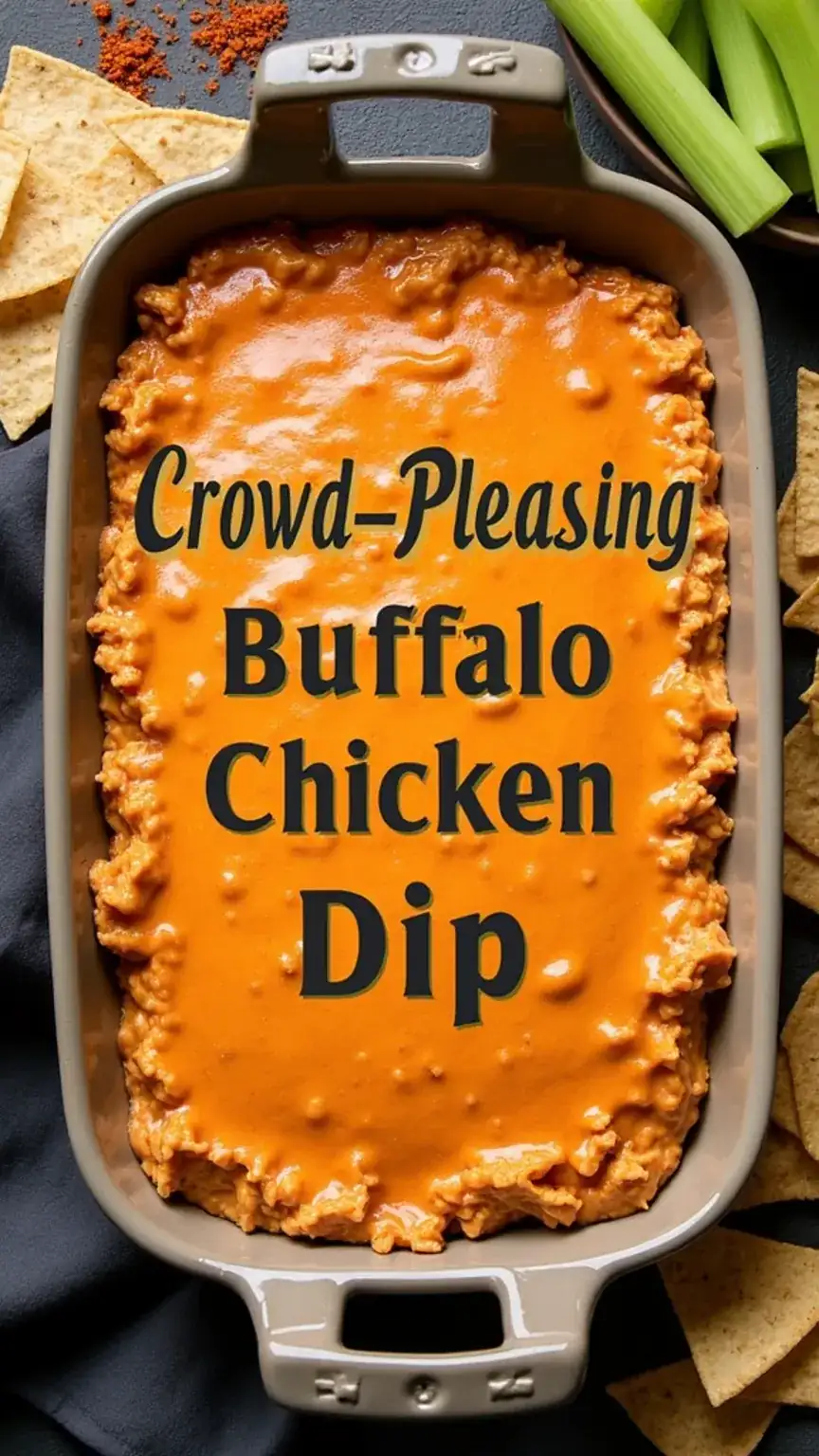 Spicy buffalo chicken dip recipe, a must-have game day snack. Easy party snacks and men's party food favorite, perfect for game day gatherings.